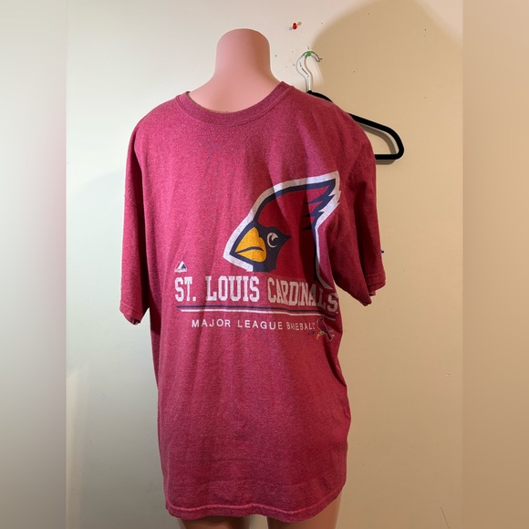 St Louis Cardinals T-shirt Mens XL Red Short Sleeve Crew Neck MLB Majestic - Picture 1 of 7